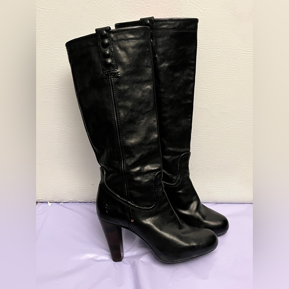 Frye Miranda Black Knee-High Genuine Leather Pull On Boots sz 7